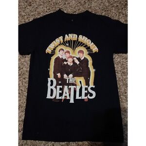 The Beatles Twist and Shout Graphic T-Shirt Black Hybrid Apparel Mens XS Cotton